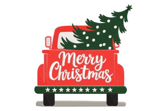 Capturing Nostalgia: The Christmas Red Truck Tree Embroidery Design