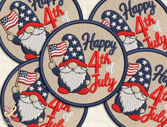 Celebrate with the Patriotic Gnome Patch Embroidery Design
