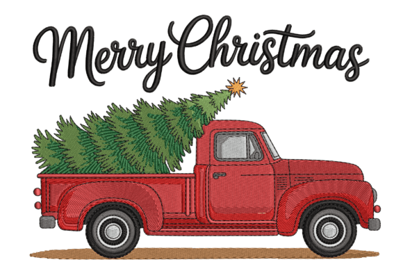 Merry Christmas Truck β Festive Holiday Embroidery Charm