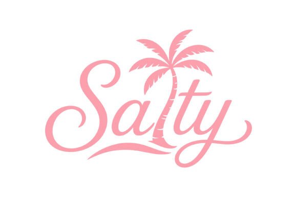 Salty Pink Script Palm Tree Beach Summer