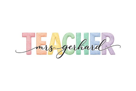 The Gentle Charm of Teacher Pastel Embroidery Name Script